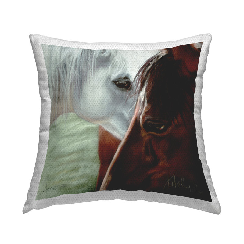 Housse et insert de coussin décoratif en polyester carré pour l'intérieur / extérieur Spirit Horse