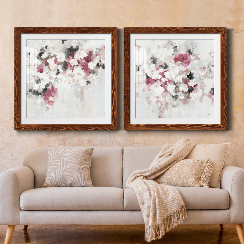 Floral Muse III - ensemble de 2 reproductions d'art sur papier, H 35,5 po x l 71 po x P 1,5 po, Érable encadré