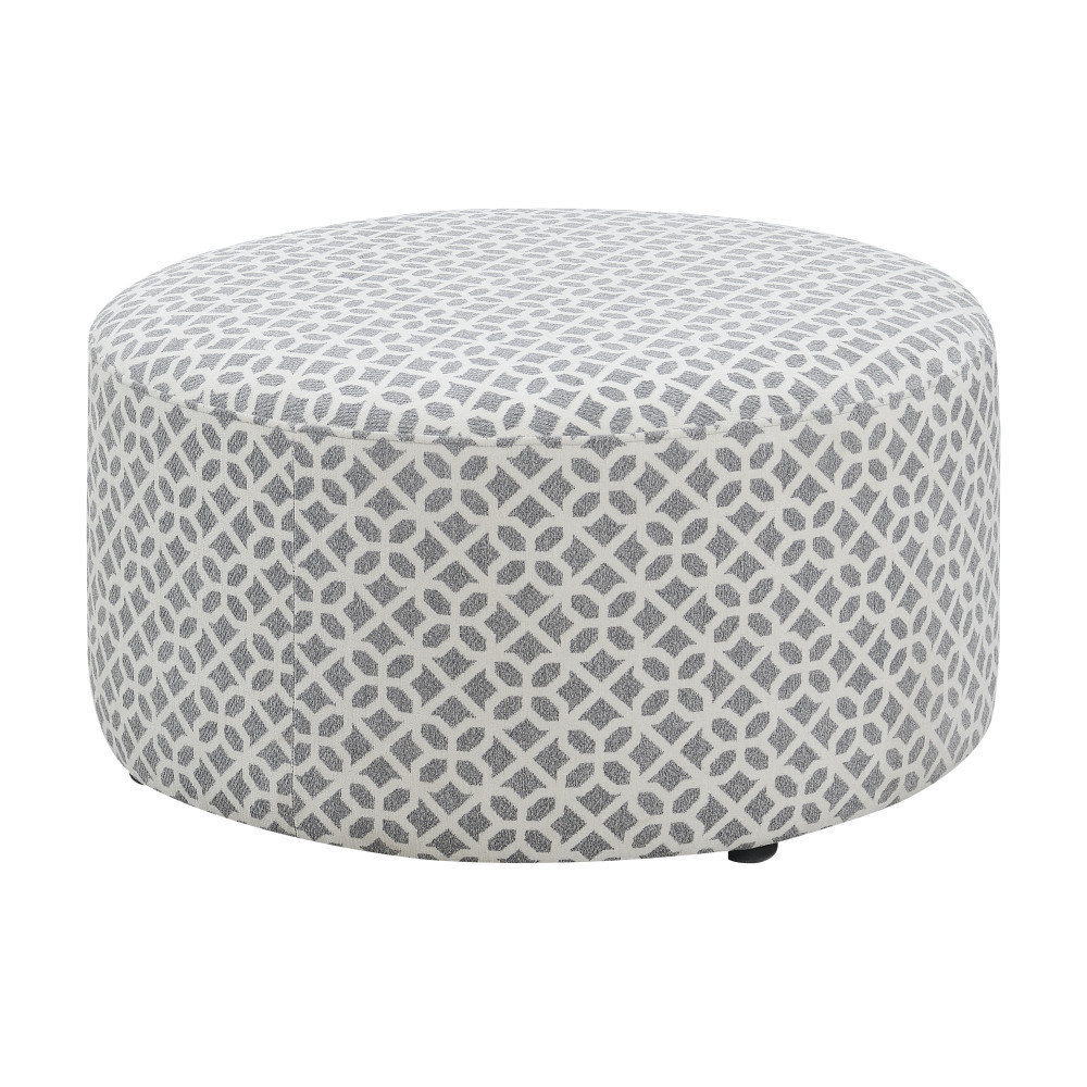 Emerald Home Furnishings Round Ottoman With Clean Lines And Welt Trim ...