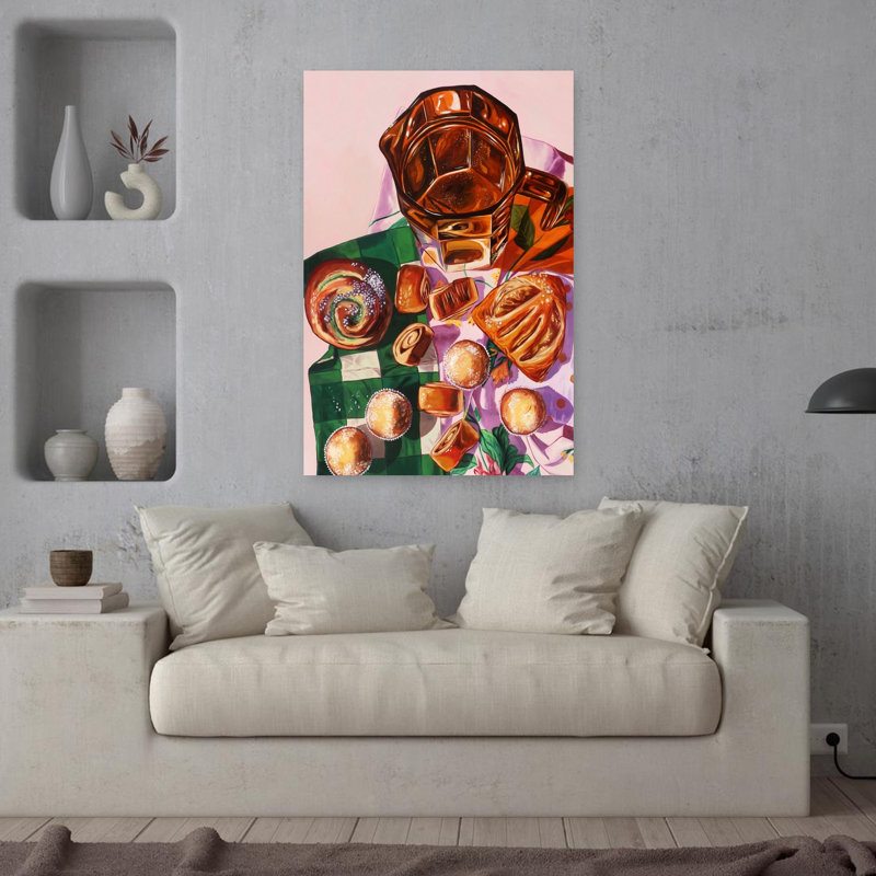 Sweet Morning Pastries, art mural contemporain, H 36 po x l 24 po