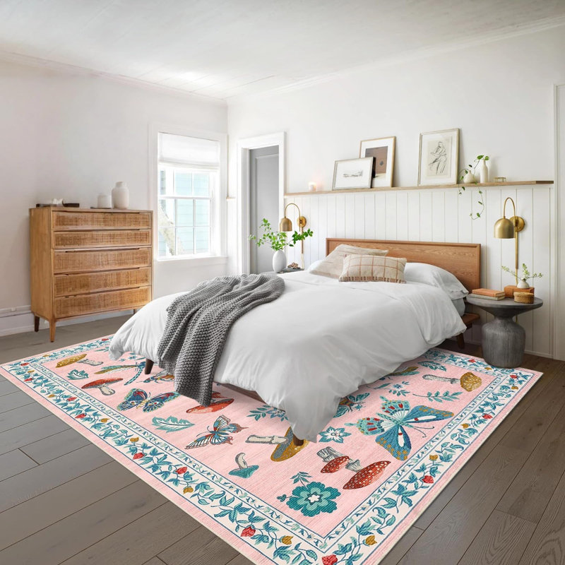 Machine Printed Area Rug, Pink, Rectangle 120 x 170 cm