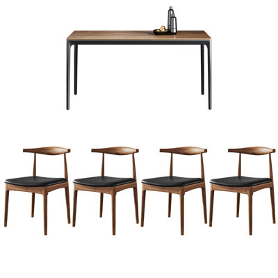 Solid wood dining table simple household rock tabl