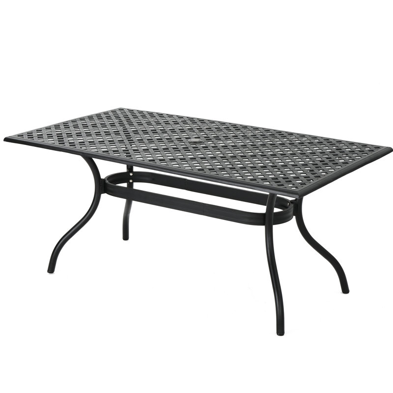 Table en aluminium coulé - Rectangle pour l'extérieur. Noir, 37,57 po L 66,91 po x P 30,44 po. Porte-parapluies en aluminium avec look charmant