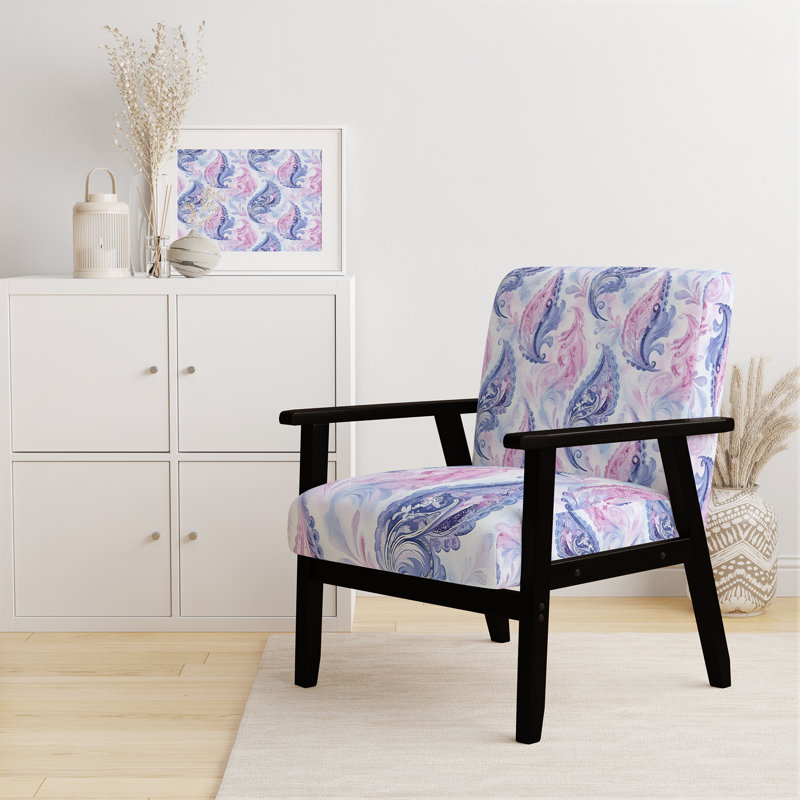 Chaise rembourrée Modern - Fauteuil Paisley Harmony, Accoudoirs carrés noirs