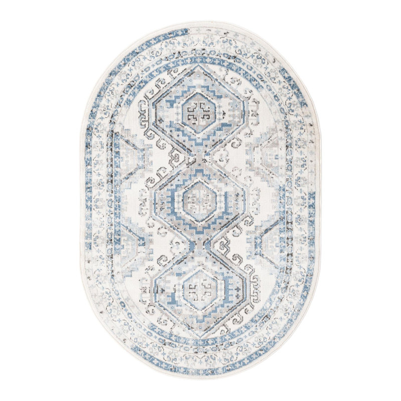 Oriental Area Rug, Oval 124.5cm x 185.4cm