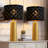 24” Golden Pillar Lamp Set With Black Grided Shade(Set Of 2)