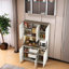 Armoire de cuisine autoportante avec 3 prises de courant alternatif et 2 ports USB, buffet moderne avec tiroir, lumières à DEL et support pour micro-ondes, armoires de buffet pour la cuisine-917901556