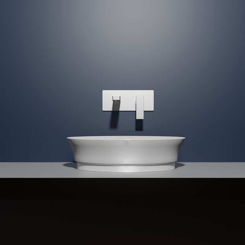 WS Bath Collections Mood 15'' Glossy White Ceramic Oval Bathroom Sink