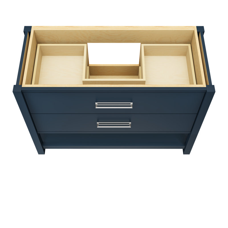 Kiawah Two-Drawer Single Bath Vanity, Hague Blue, Polished Chrome, 48"