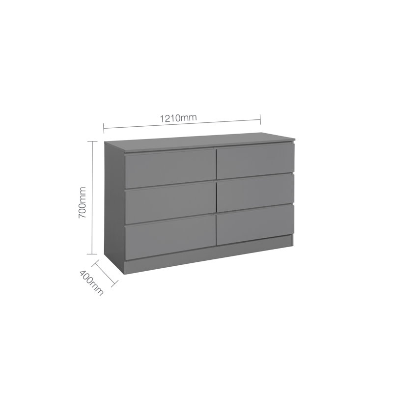 Marqita 6 Drawer 121Cm W Chest of Drawers, Grey