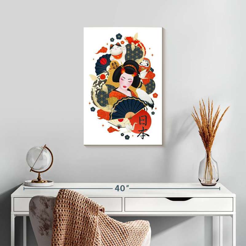 Japanese Geisha, 24" H x 16" W