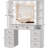 Dressing Table With Lights, Mirror, 7 Drawers, Stool And Brightness - Adjustable Feature For Women Table, Ports, Control, Hair Dryer Holder, Bedroom