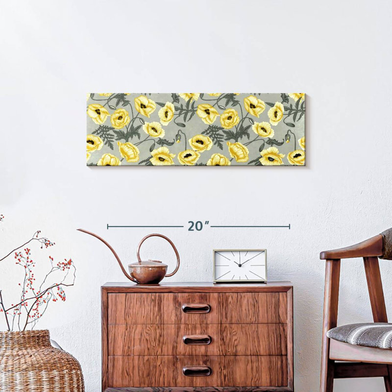 «Yellow Poppy Vines» sur impression sur toile, H 8 po x l 24 po x P 1 po