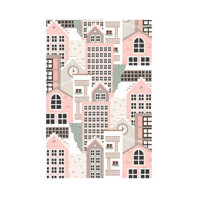 Pastel Town - Wrapped Canvas Painting