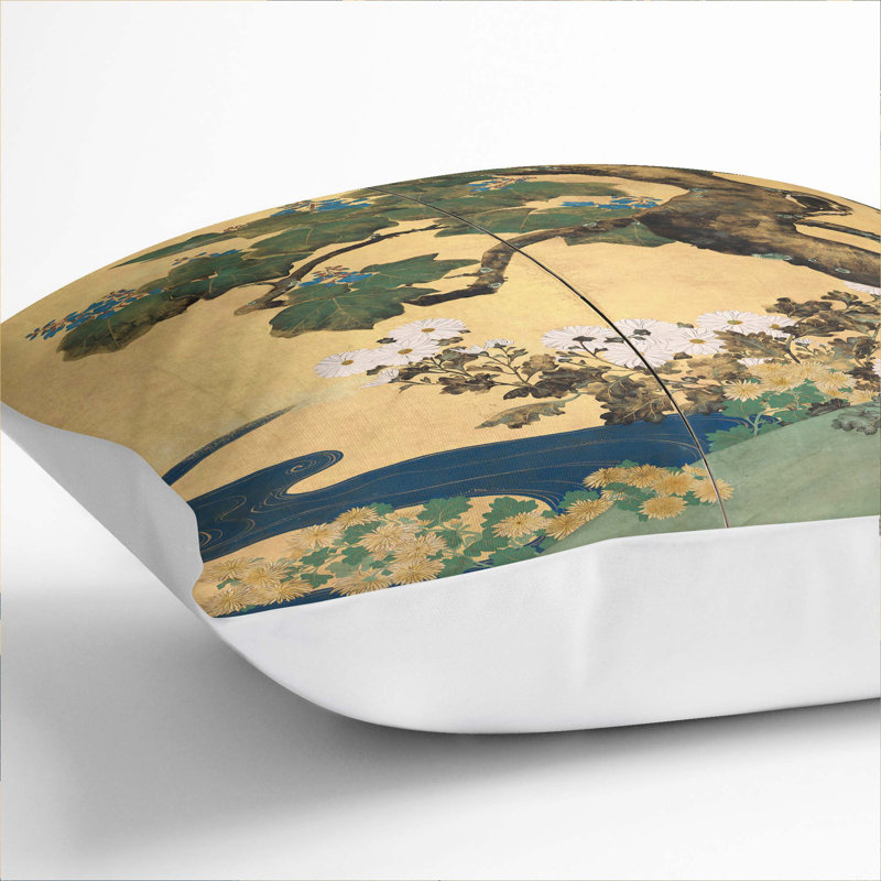 Floral Square Throw Cushion, White, 40cm H x 40cm W x 15cm D