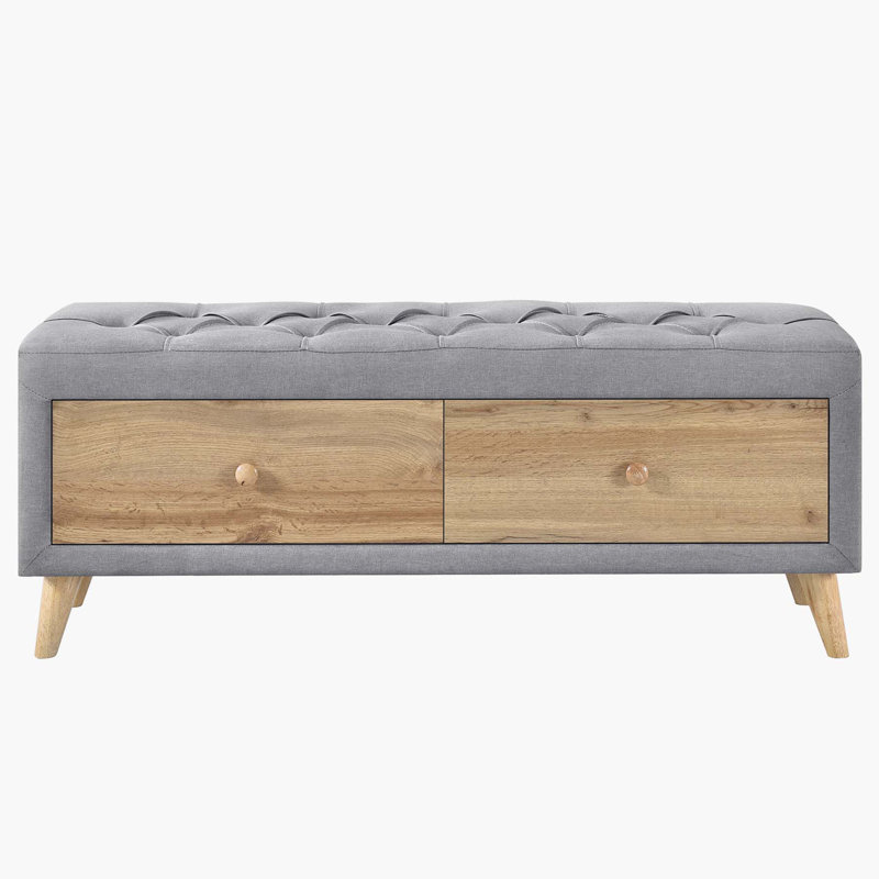 Banc de rangement en lin Devhan, Gris