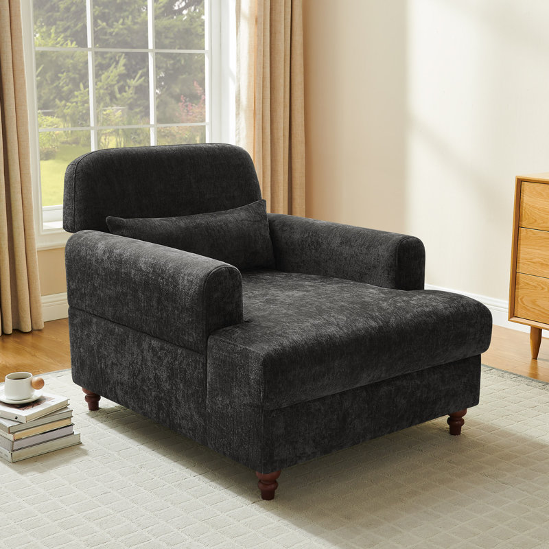 Chaise longue d'intérieur rembourrée 36 po, Dark Grey