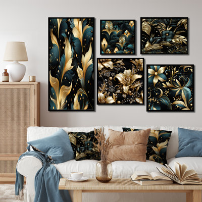 Katherina - ensemble de 5 reproductions d'art sur toile florales