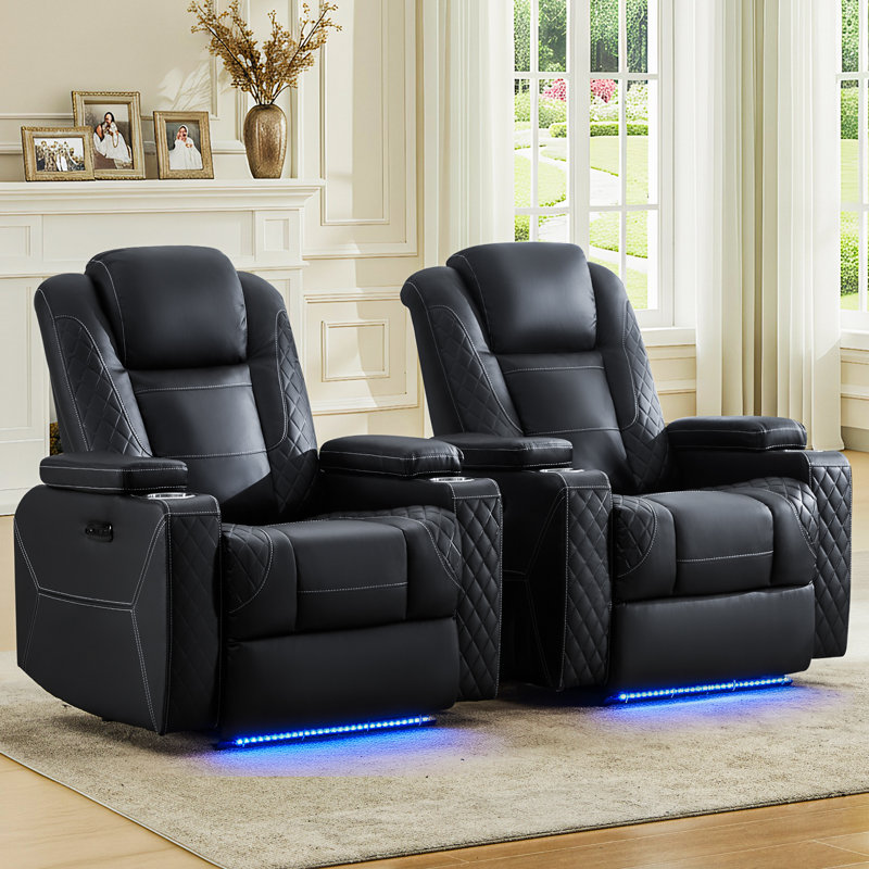 Canapé inclinable électrique avec appui-tête réglable, lumières DEL, accoudoirs de rangement, ports USB et porte-gobelets