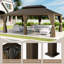 Pavillon de jardin en aluminium à toit rigide avec toit en acier galvanisé à double aération, moustiquaire et rideaux d'intimité pour la cour, le jardin, la terrasse et le bord de la piscine-119157727