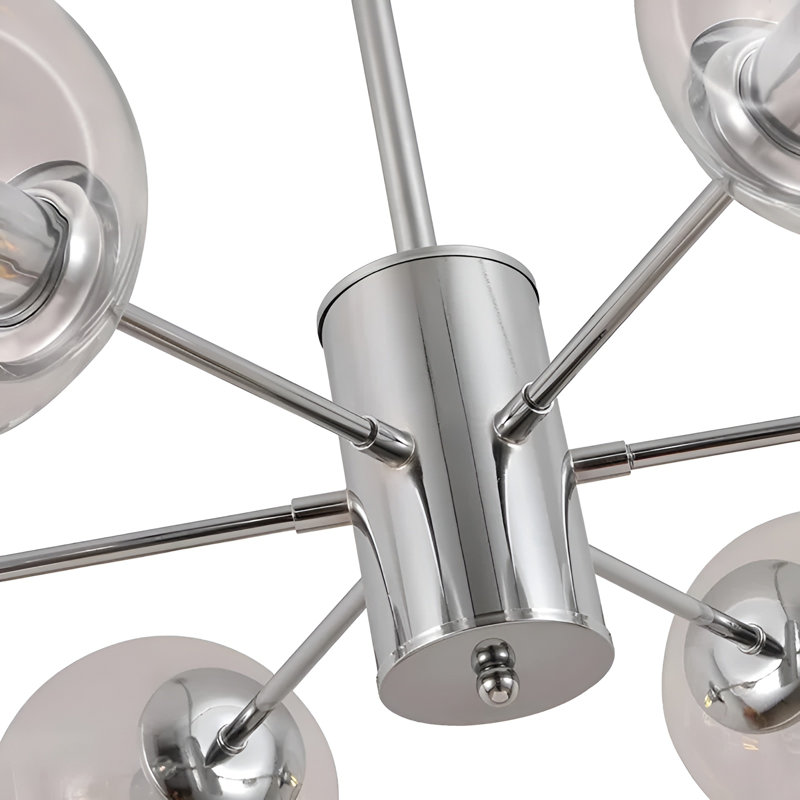 Lustre cylindrique 6 lumières lanterne Allenford, Argent