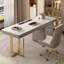 Bureau blanc rectangulaire à 6 tiroirs-108295558