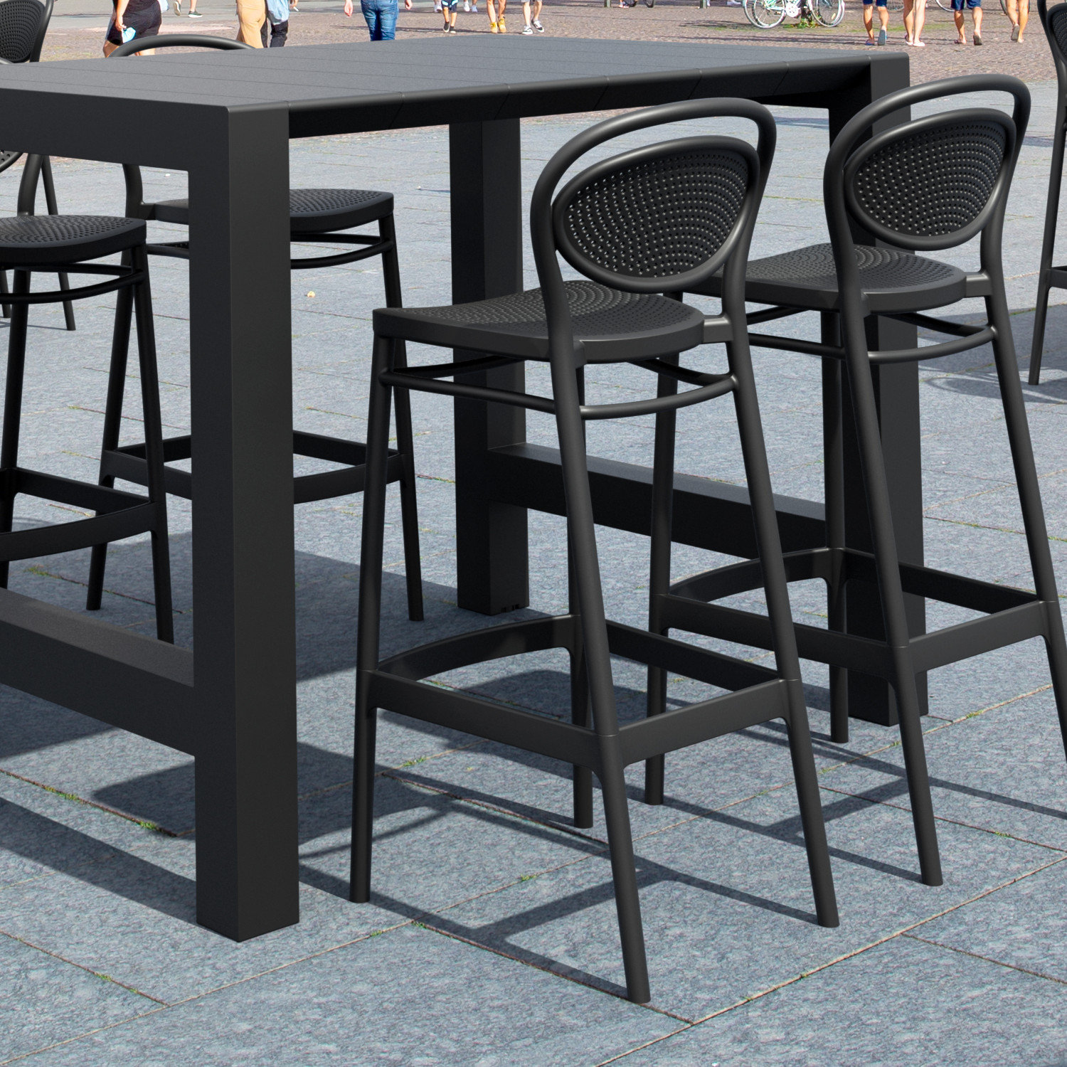 Farrah 39" Patio Dining Set, Black