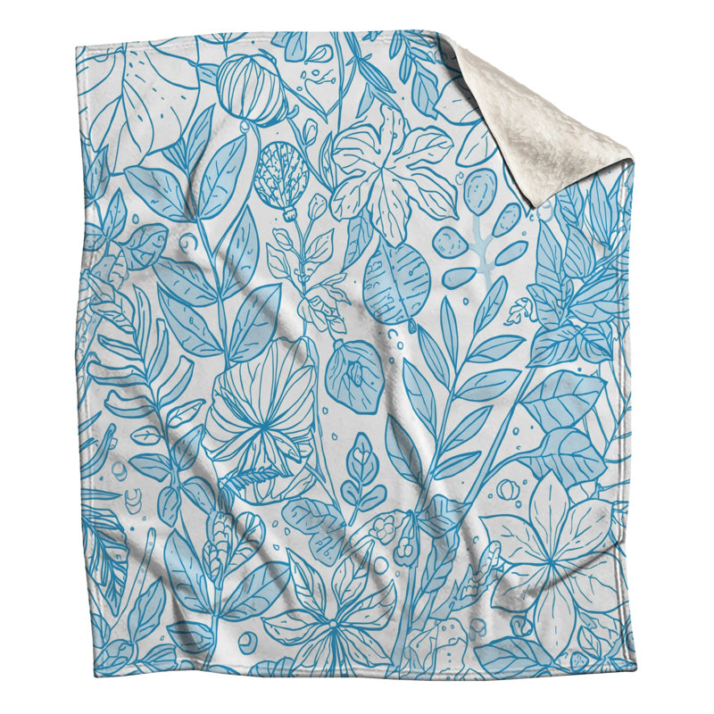 Couvertures botaniques bleues, 60 po L x 80 po H