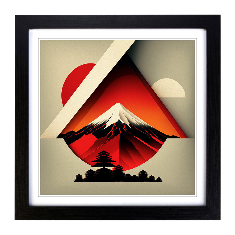 Mount Fuji Constructivism No.1 - Framed Print, Black