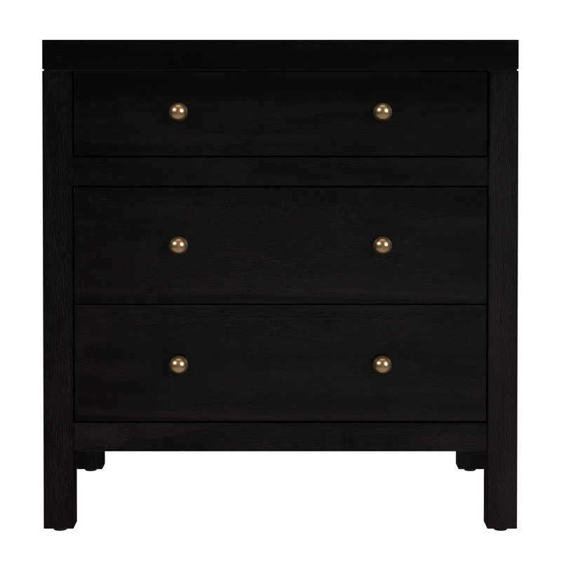 Nora 25 in. W Rectangular Wood 3 Drawer Nightstand, Antique Coffee