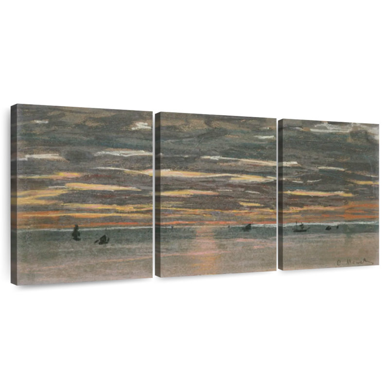 Avery, coucher de soleil en mer 1865, H 12 po x l 26 po