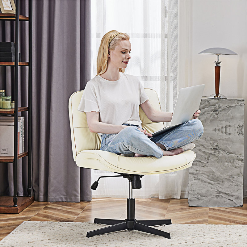 Chaise de bureau pivotante sans accoudoirs, Beige