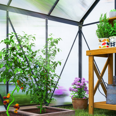 Outsunny Polycarbonate Greenhouse Walk-In Sliding Door