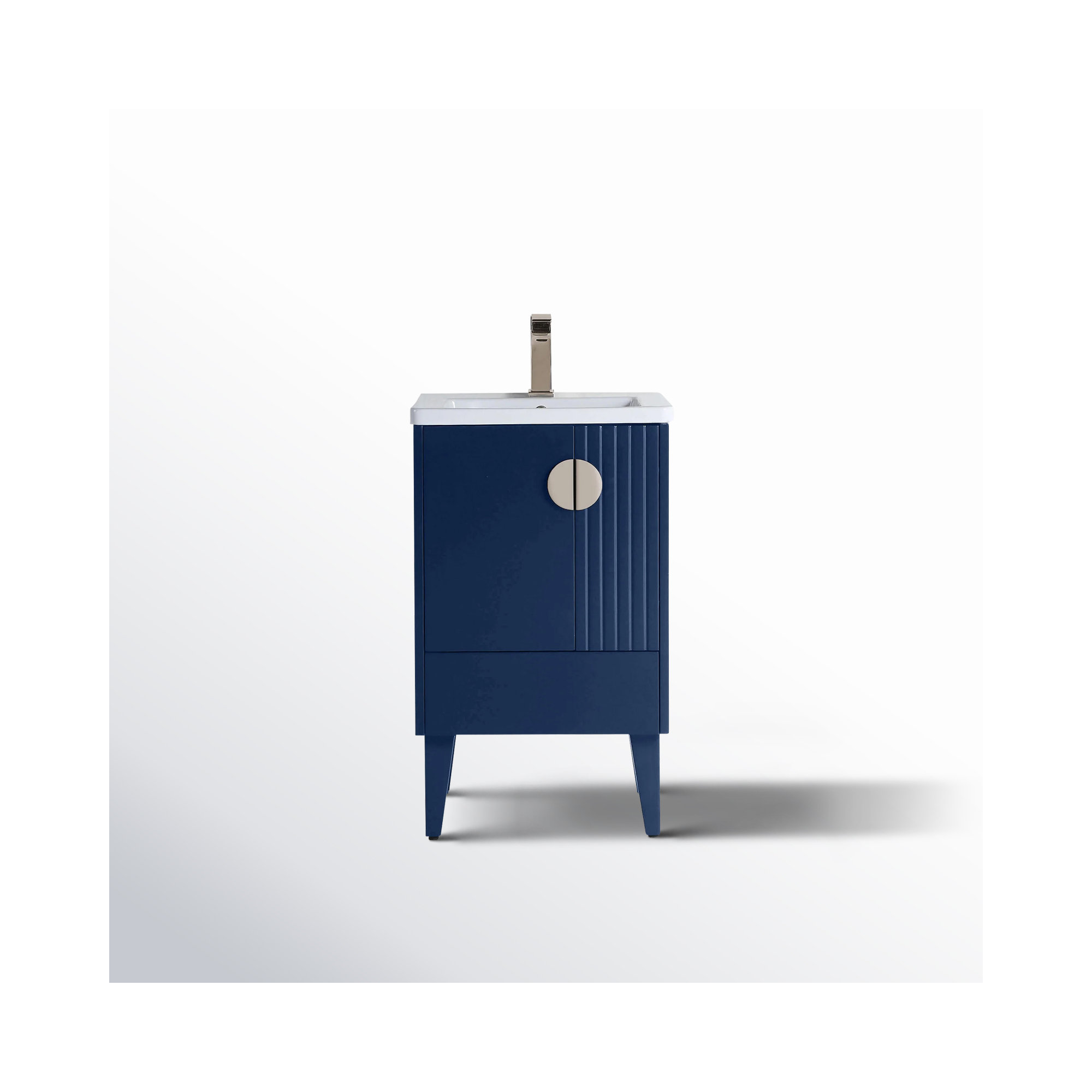 Saimah 20'' Single Bathroom Vanity, Navy Blue, Satin Nickel