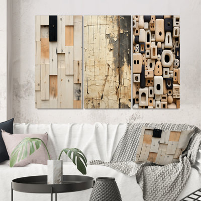 «New Command Abstract Vintage Minimalisme», 3 pièces sur toile