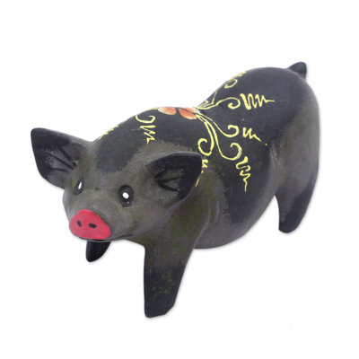 Handmade Cute Piggy Wood Figurine