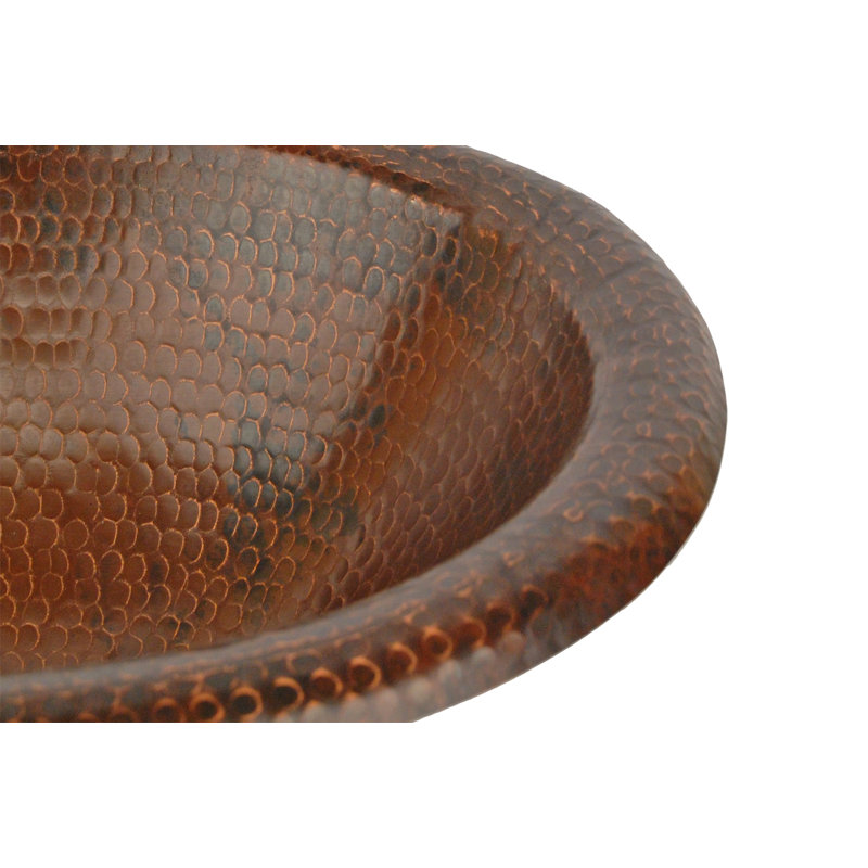 18" Oval Hammered Copper Bathroom Sink with Oil Rubbed Bronze Finish