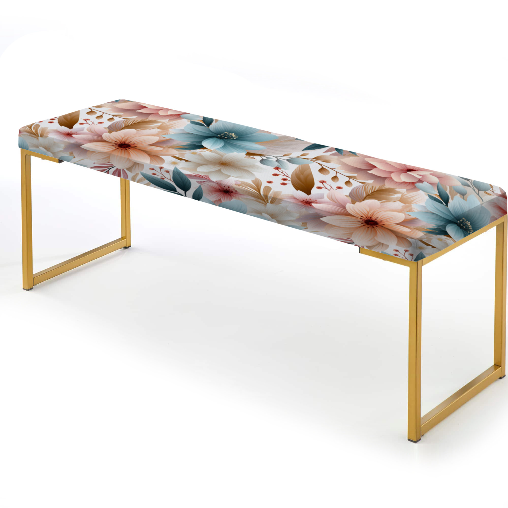 Design Art Pastel Bohemian Flowers Pattern - Floral Upholstered Gold ...