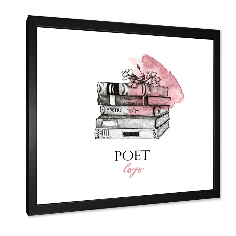 Livres de poètes roses - Fleurs - On, Cadre photo noir, H 16 po x l 16 po x P 1 po