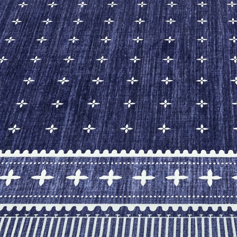 Tapis moderne lavable à la machine, Bleu, 9 x 12 pi