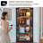 Farmhouse Corner Display Cabinet with Glass Doors, Corner Curio Cabinet with 3-Color LED Motion-Sensor Light (Walnut)-126719385