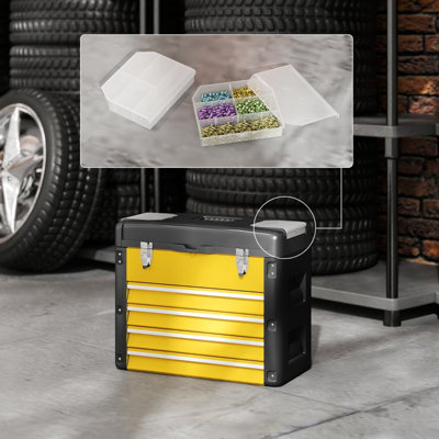Toolistry 4 Drawers Large Toolbox Heavy-Duty Steel with Smooth-Sliding Drawers and Rust-Resistant Finish.