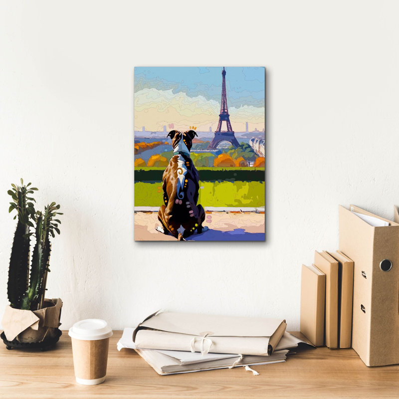 "Epic Graffiti" Eiffel Pittie "par Dean Russo, art mural sur toile, 12 po x 16 po