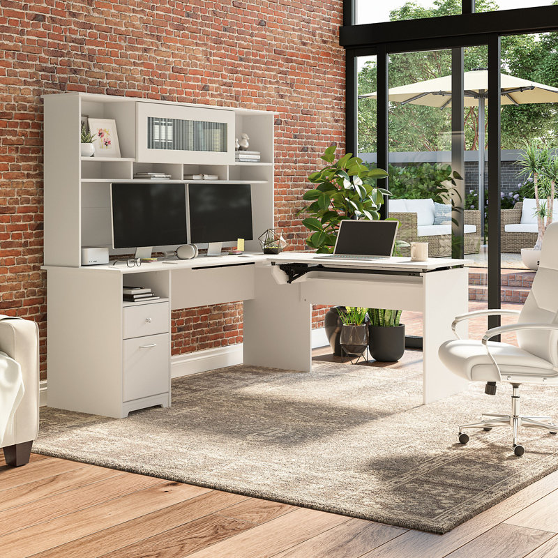 Huckins Adjustable L-Shaped Standing Desk, White