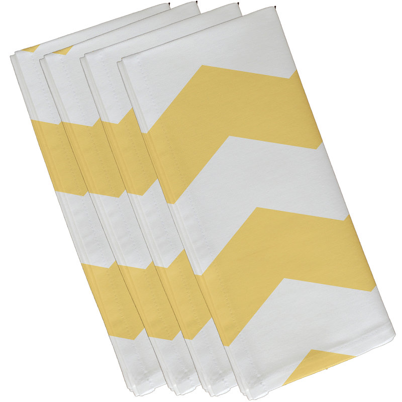 Pemma Polyester Geometric Square Napkin, Lemon, 18" W x 18" L
