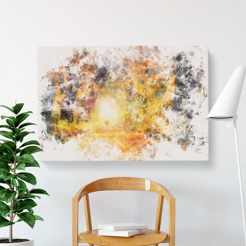 Heading Through An Autumn Forest - Wrapped Canvas Print, 60cm H x 91cm W x 3cm D