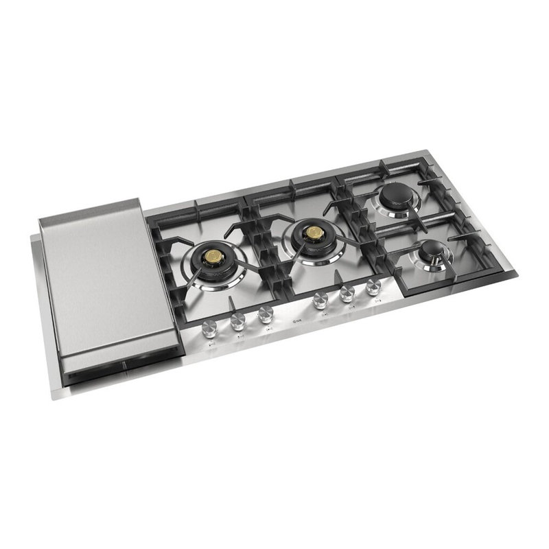 Plaque de cuisson au gaz 48 pouces avec 6 brûleurs scellés et plaque chauffante ILVE Nostalgie II Series, Propane liquide