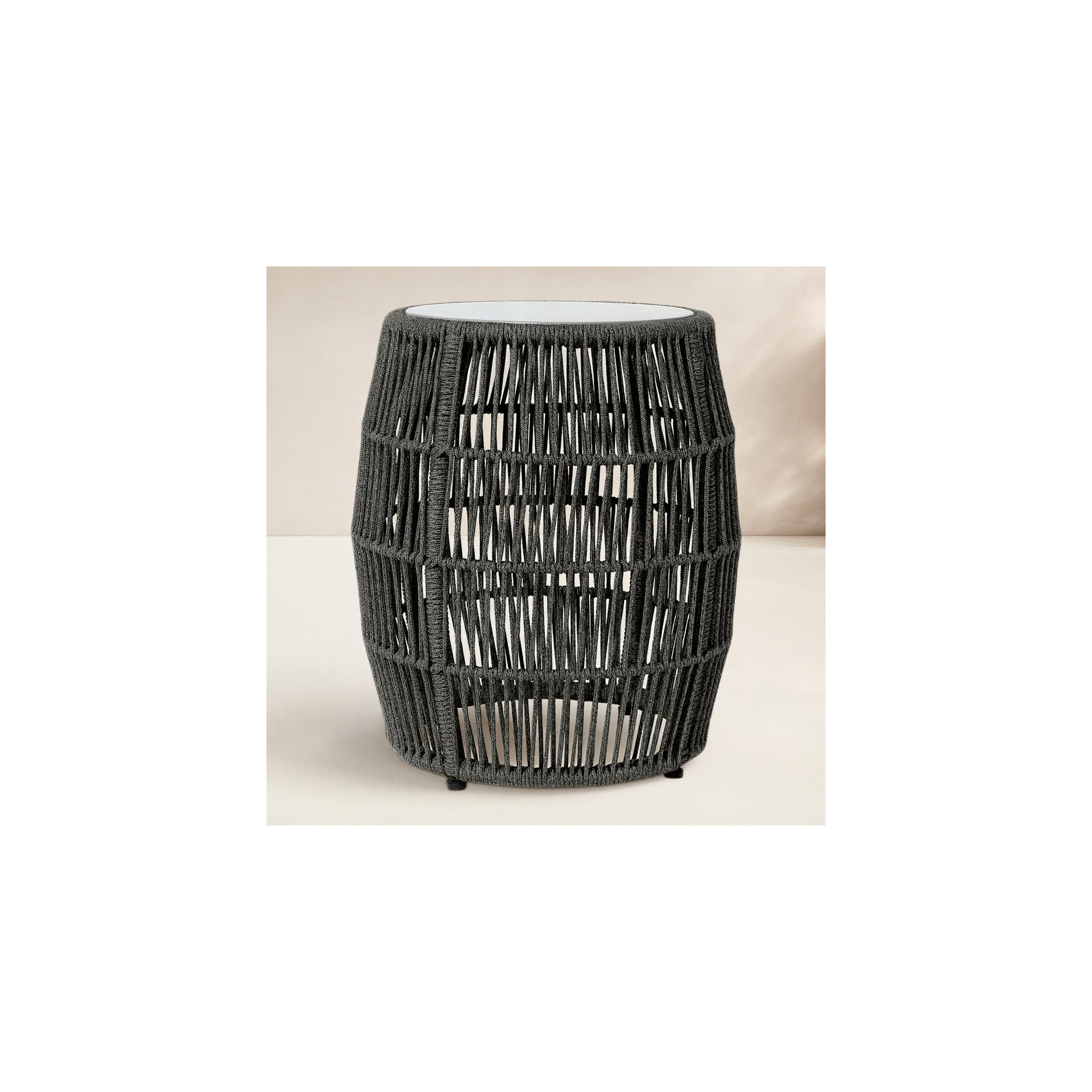 Dauntsey 19'' Stone Outdoor Side Table, Black