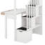 Lit mezzanine simple avec tiroirs, bureau, tablettes et escaliers-1113245083