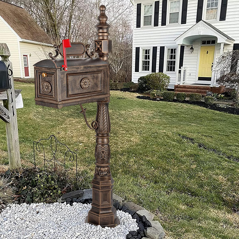 Bronze Cast Aluminum Decorative Pedestal Mailbox